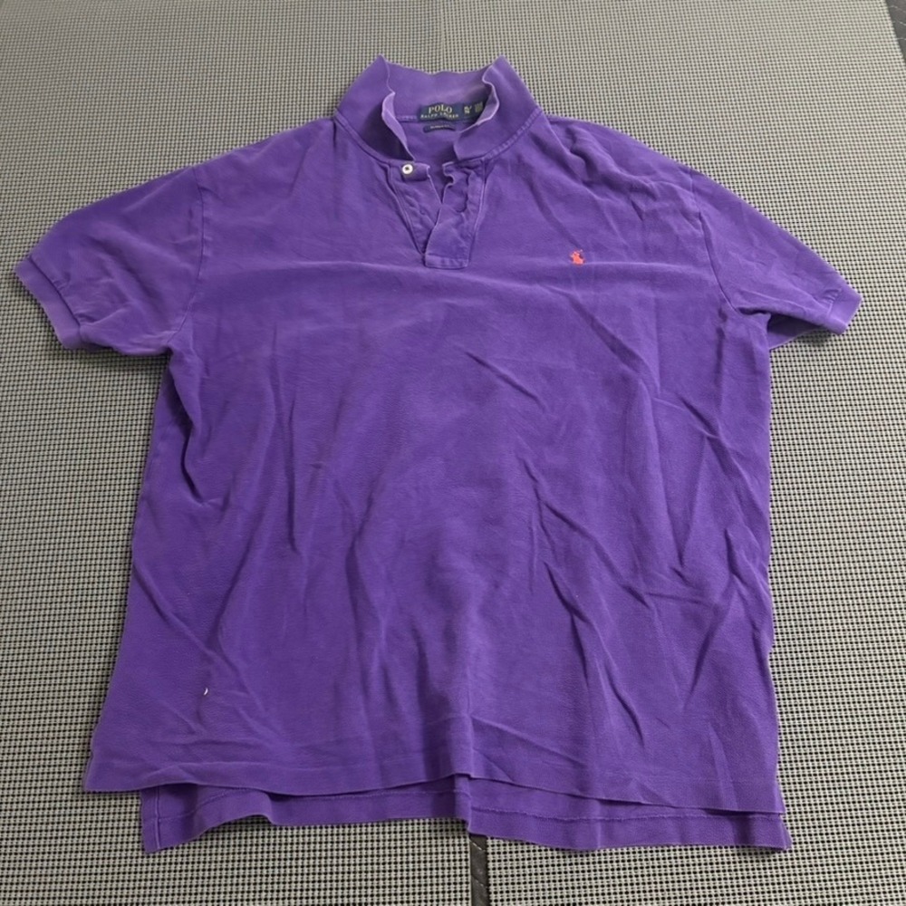 Polo Ralph Lauren Men's XL Custom Fit Purple‎ Cotton Pique Short Sleeve Polo